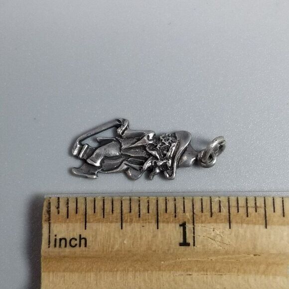 Vintage Sterling Silver Mustache Gentleman in a Suit with Hat Pendant Charm - Picture 6 of 7